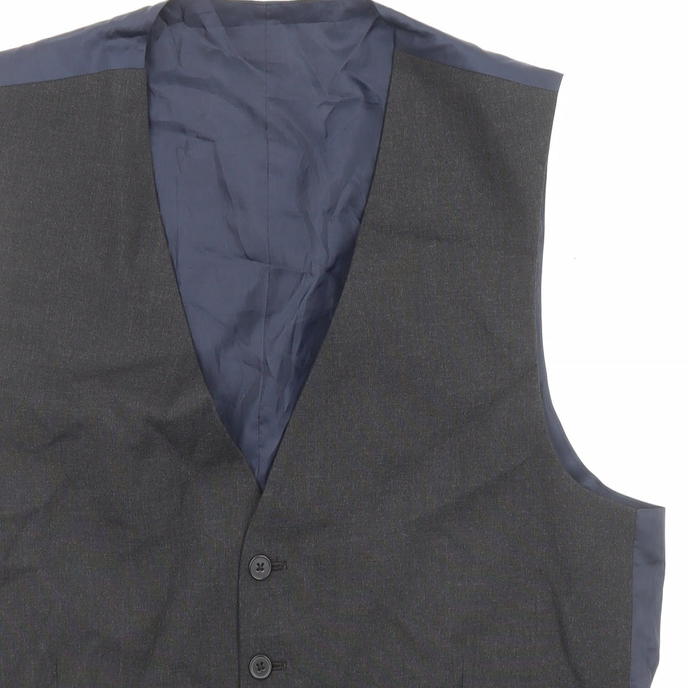 Debenhams Mens Grey Polyester Jacket Suit Waistcoat Size 42 Regular