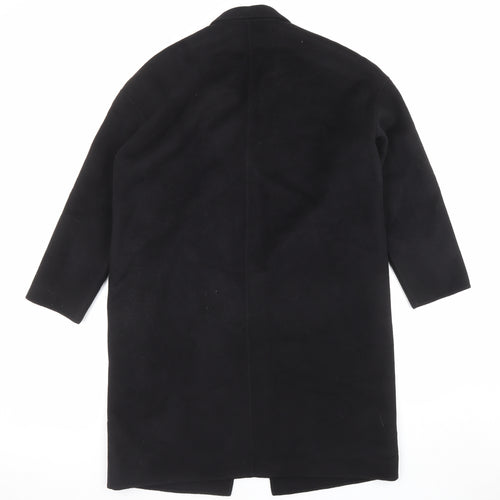 Superdry Womens Black Overcoat Coat Size 12 Button