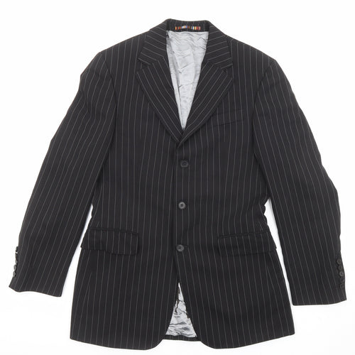 River Island Mens Black Striped Polyester Jacket Suit Jacket Size 36 Regular