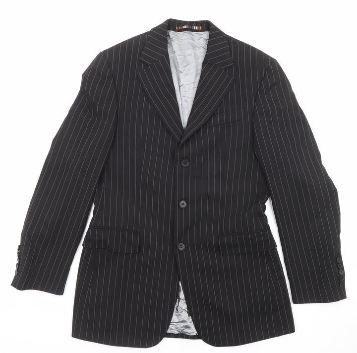 River Island Mens Black Striped Polyester Jacket Suit Jacket Size 36 Regular