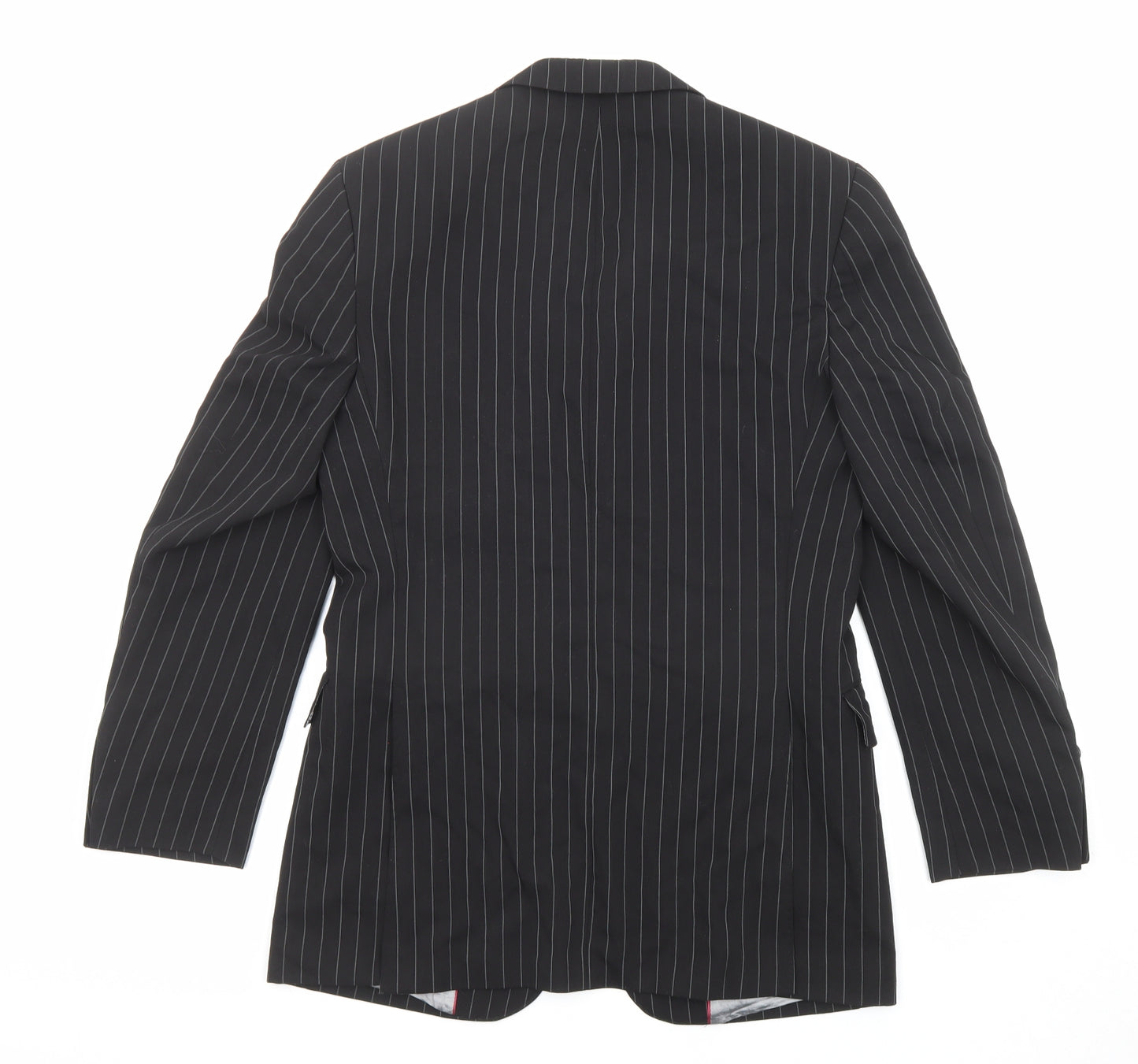 River Island Mens Black Striped Polyester Jacket Suit Jacket Size 36 Regular