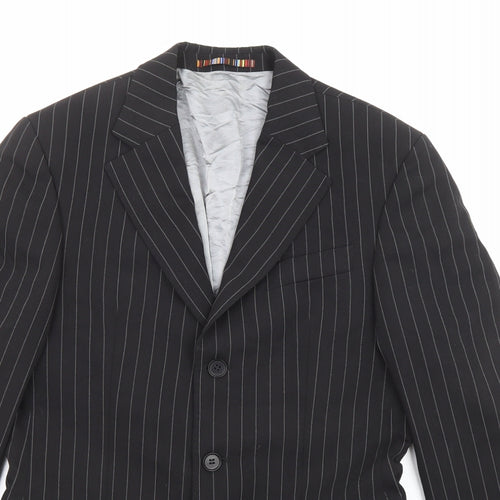 River Island Mens Black Striped Polyester Jacket Suit Jacket Size 36 Regular