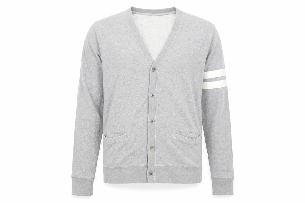 Front view of Graniph men’s grey cotton pullover sweatshirt, size S, - button-up