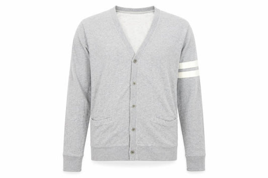 Front view of Graniph men’s grey cotton pullover sweatshirt, size S, - button-up