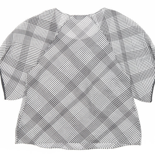 Autograph Womens Black Geometric Polyester Basic Blouse Size 18 Crew Neck