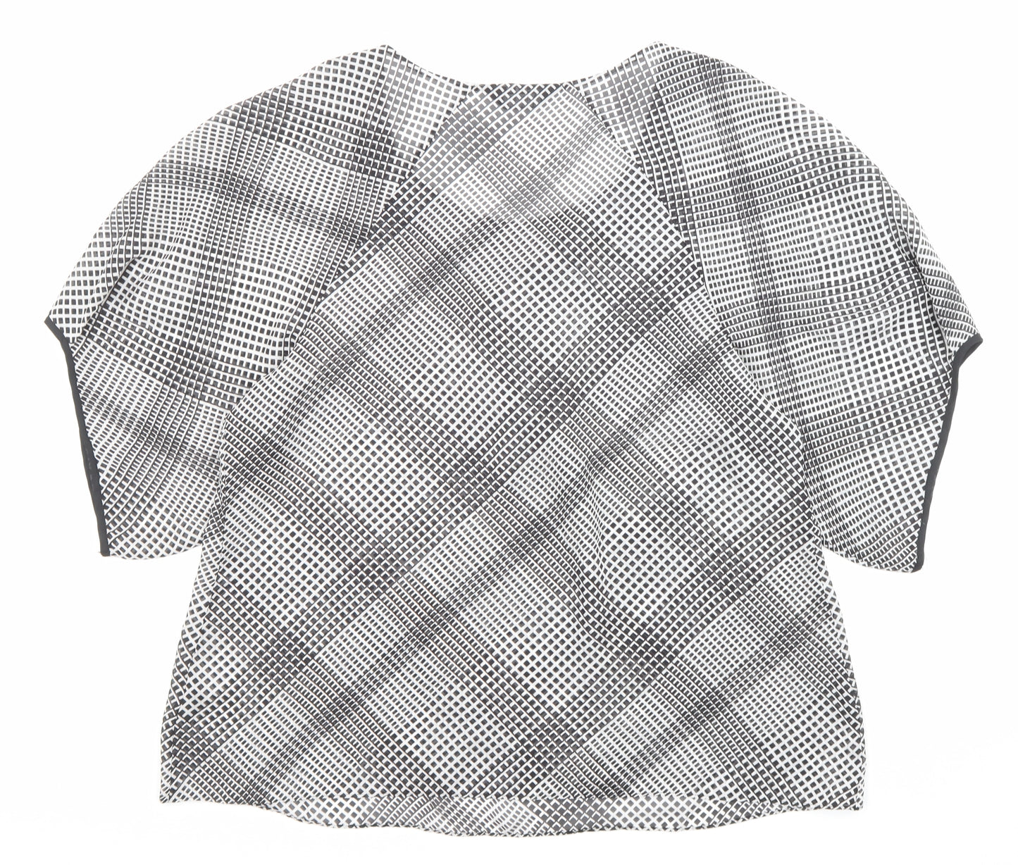 Autograph Womens Black Geometric Polyester Basic Blouse Size 18 Crew Neck