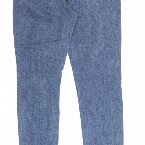 PRETTYLITTLETHING Womens Blue Cotton Straight Jeans Size 10 L30 in Regular Zip - Slit Leg