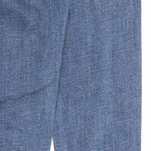 PRETTYLITTLETHING Womens Blue Cotton Straight Jeans Size 10 L30 in Regular Zip - Slit Leg