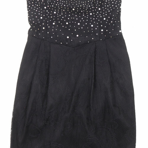 Pink Boom Womens Black Polyester A-Line Size L Off the Shoulder Zip - Jewels