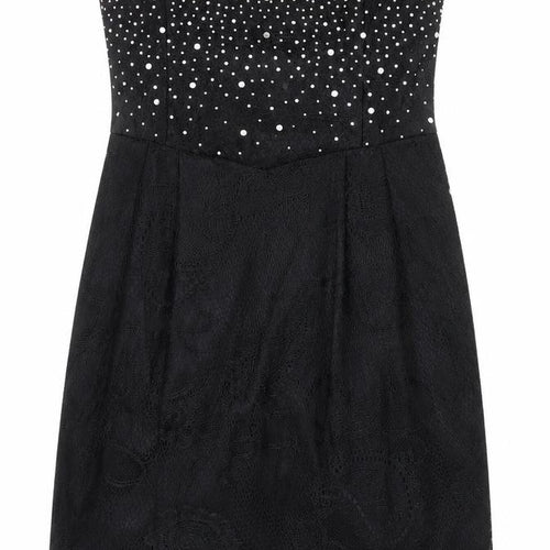 Pink Boom Womens Black Polyester A-Line Size L Off the Shoulder Zip - Jewels