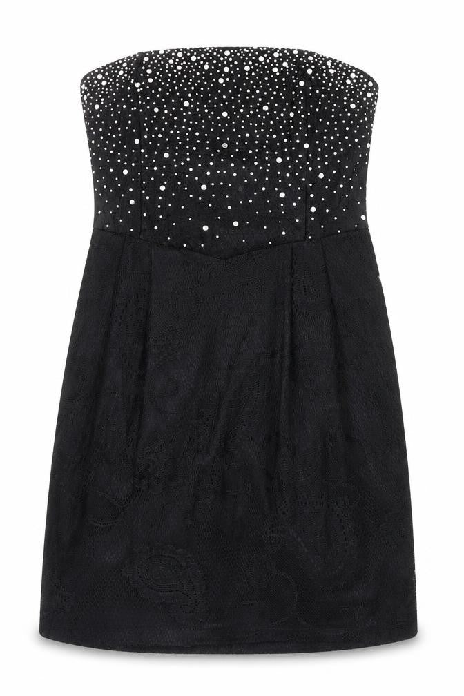 Pink Boom Womens Black Polyester A-Line Size L Off the Shoulder Zip - Jewels