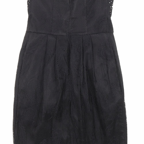 Pink Boom Womens Black Polyester A-Line Size L Off the Shoulder Zip - Jewels