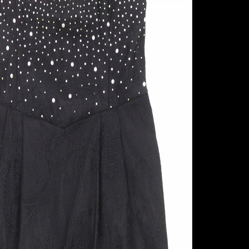 Pink Boom Womens Black Polyester A-Line Size L Off the Shoulder Zip - Jewels