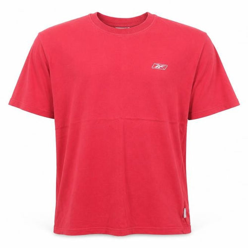Reebok Mens Red Cotton T-Shirt Size M Roll Neck - Logo
