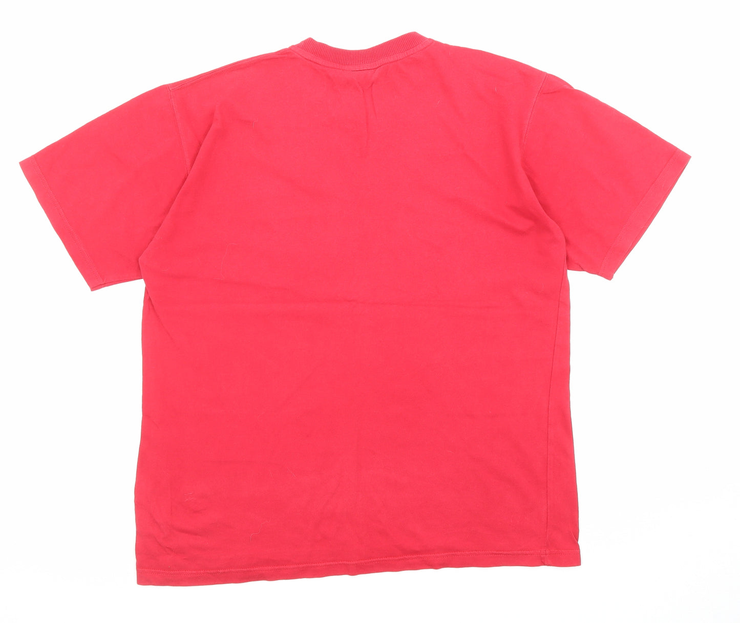 Reebok Mens Red Cotton T-Shirt Size M Roll Neck - Logo