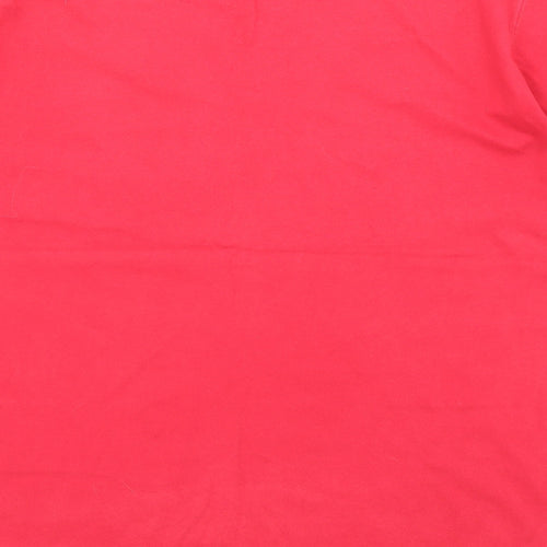Reebok Mens Red Cotton T-Shirt Size M Roll Neck - Logo