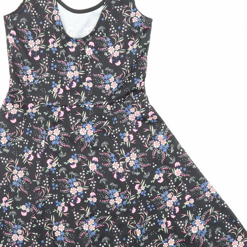 Divided by H&M Womens Black Fair Isle Polyester Fit & Flare Size 8 Roll Neck Pullover