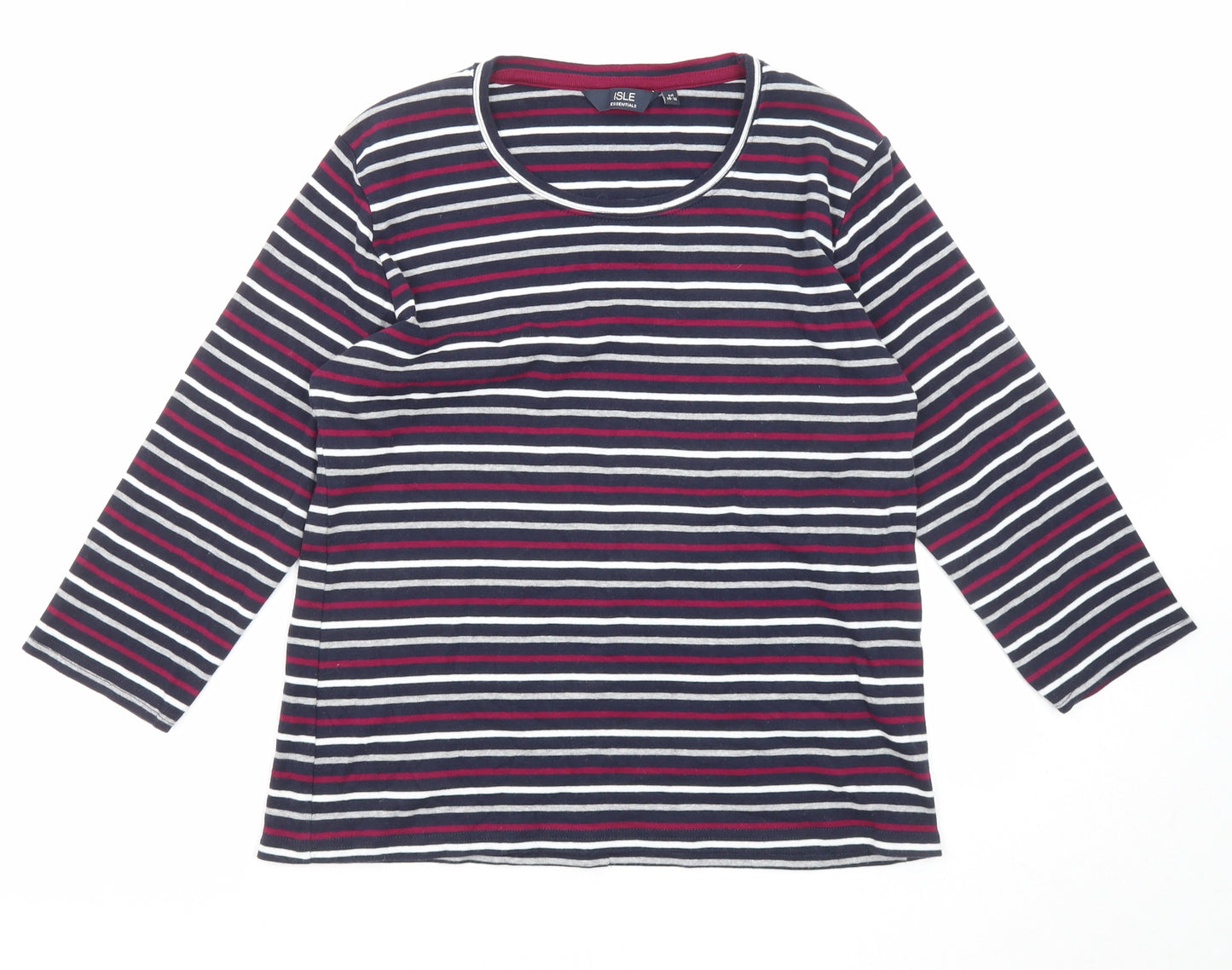 EWM Womens Multicoloured Striped Cotton Basic T-Shirt Size 14 Crew Neck - Size 22-24