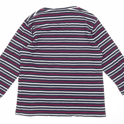EWM Womens Multicoloured Striped Cotton Basic T-Shirt Size 14 Crew Neck - Size 22-24