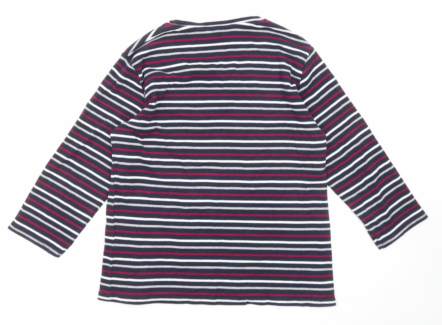 EWM Womens Multicoloured Striped Cotton Basic T-Shirt Size 14 Crew Neck - Size 22-24