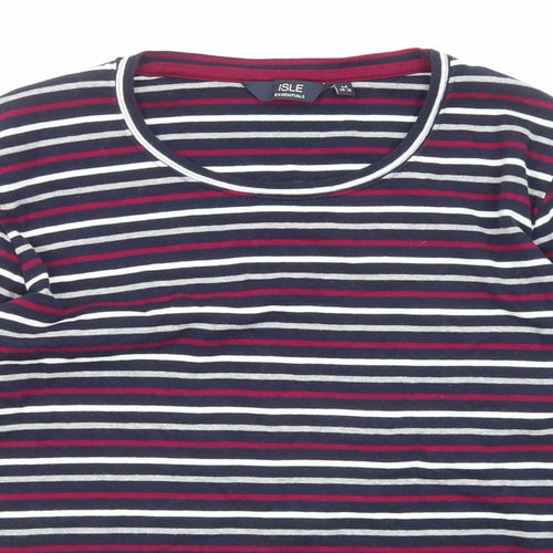 EWM Womens Multicoloured Striped Cotton Basic T-Shirt Size 14 Crew Neck - Size 22-24
