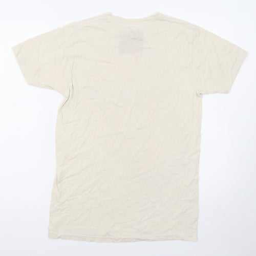 Rolling Stones Womens Beige Polyester Basic T-Shirt Size 12 Round Neck - Lips, Tongue, Rolling Stones