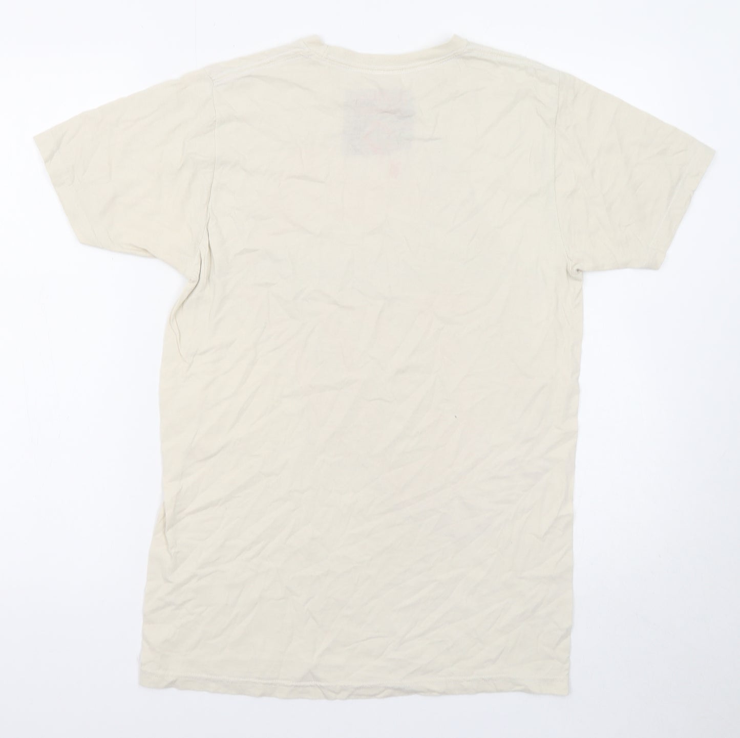 Rolling Stones Womens Beige Polyester Basic T-Shirt Size 12 Round Neck - Lips, Tongue, Rolling Stones