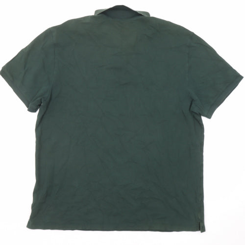 NEXT Mens Green Cotton Polo Size XL Collared Button - Logo Embroidery