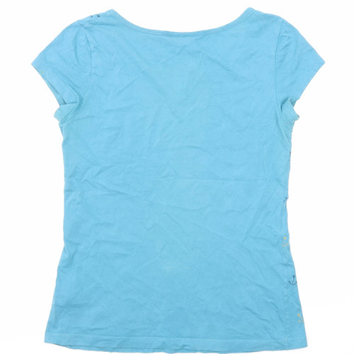 Brakeburn Womens Blue Cotton Basic T-Shirt Size 8 Henley - Anchors