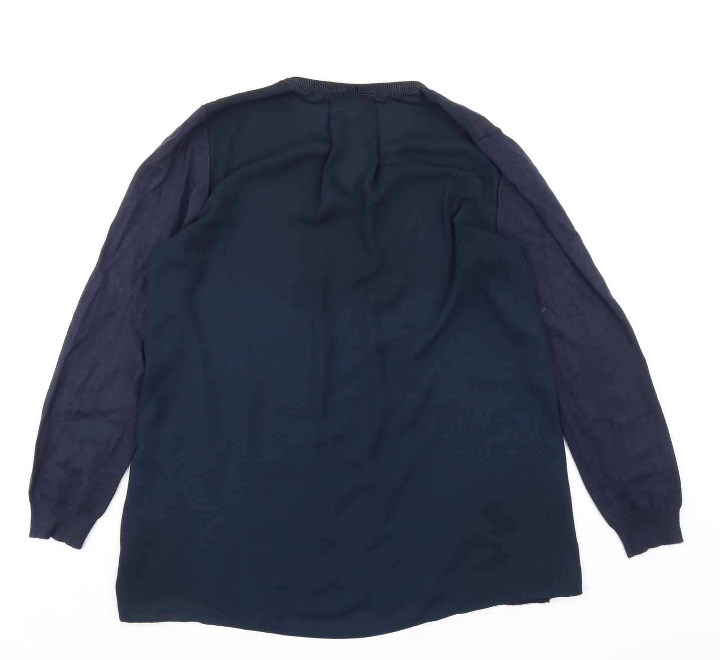 Marks and Spencer Womens Blue Viscose Jersey T-Shirt Size 16 V-Neck - Shear back