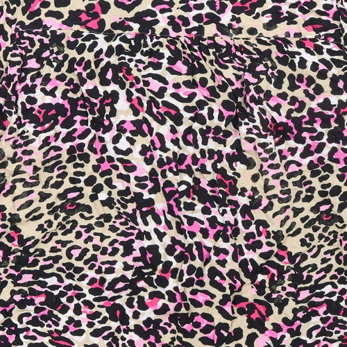 Marks and Spencer Womens Black Animal Print Viscose Basic Button-Up Size 10 Round Neck - Leopard Print Oversized
