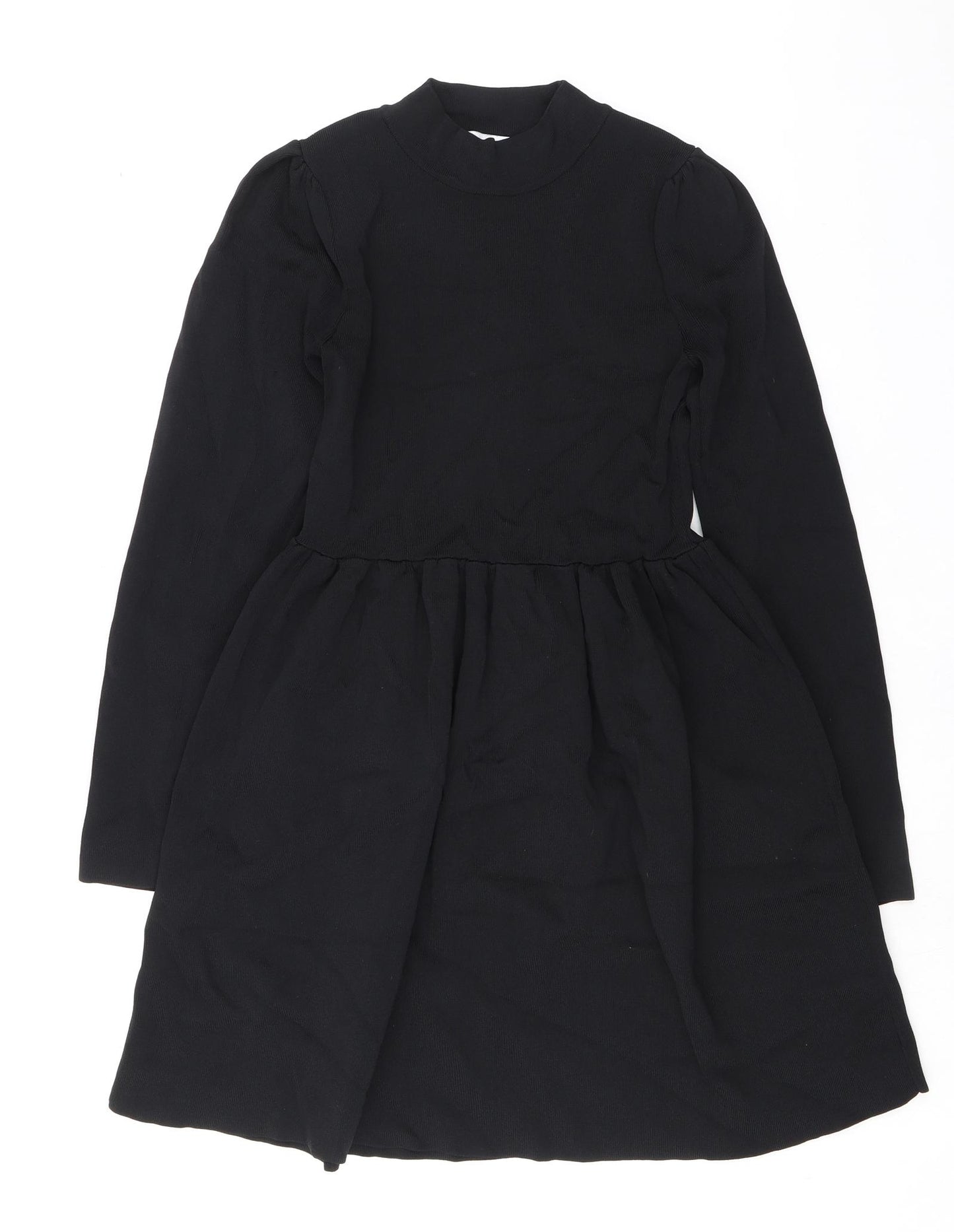 Zara Womens Black Polyamide A-Line Size S High Neck Pullover