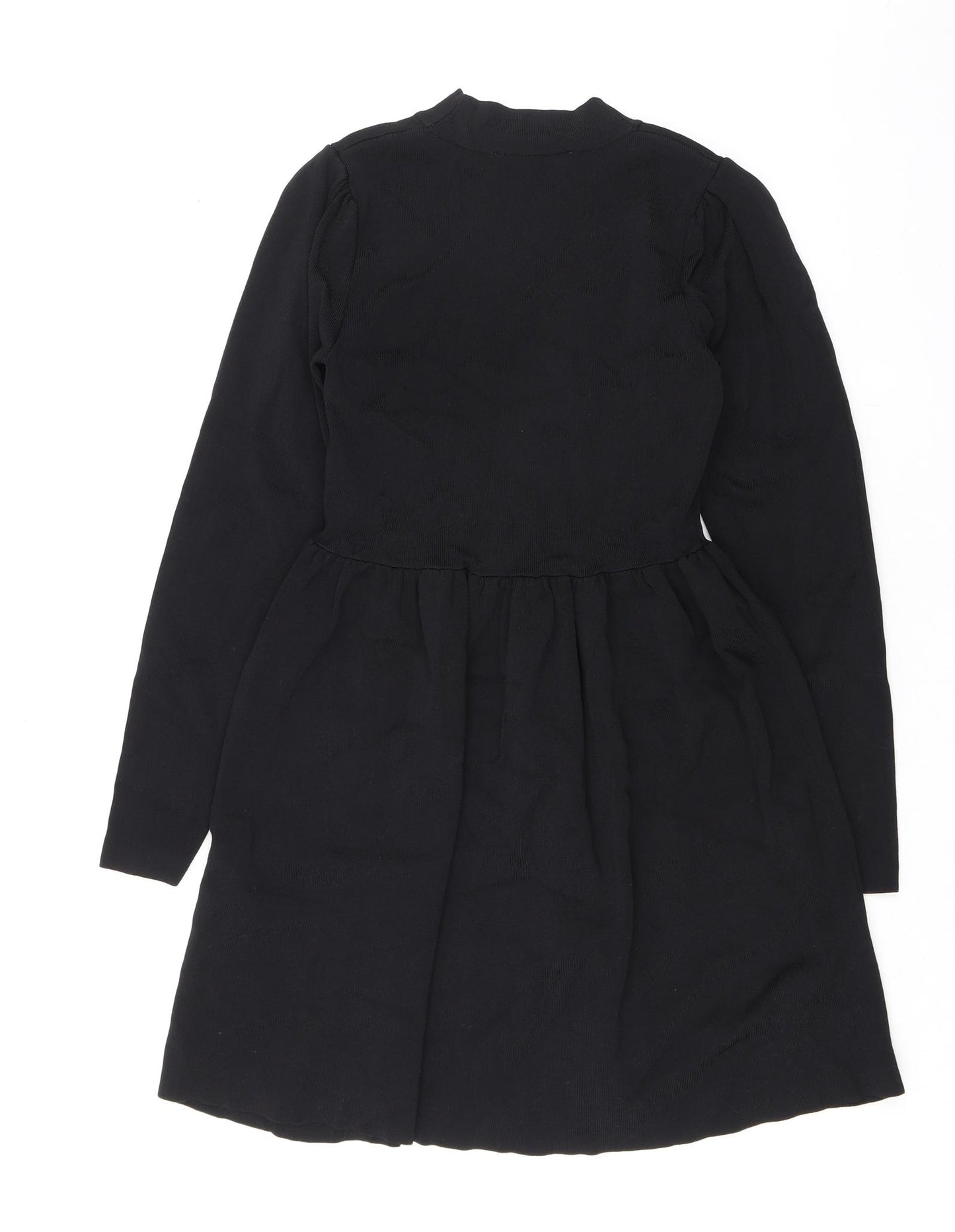 Zara Womens Black Polyamide A-Line Size S High Neck Pullover