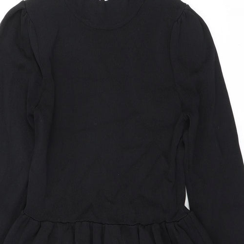 Zara Womens Black Polyamide A-Line Size S High Neck Pullover