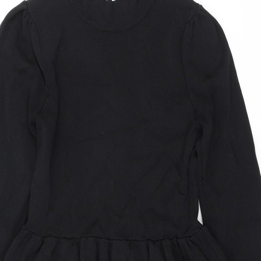 Zara Womens Black Polyamide A-Line Size S High Neck Pullover