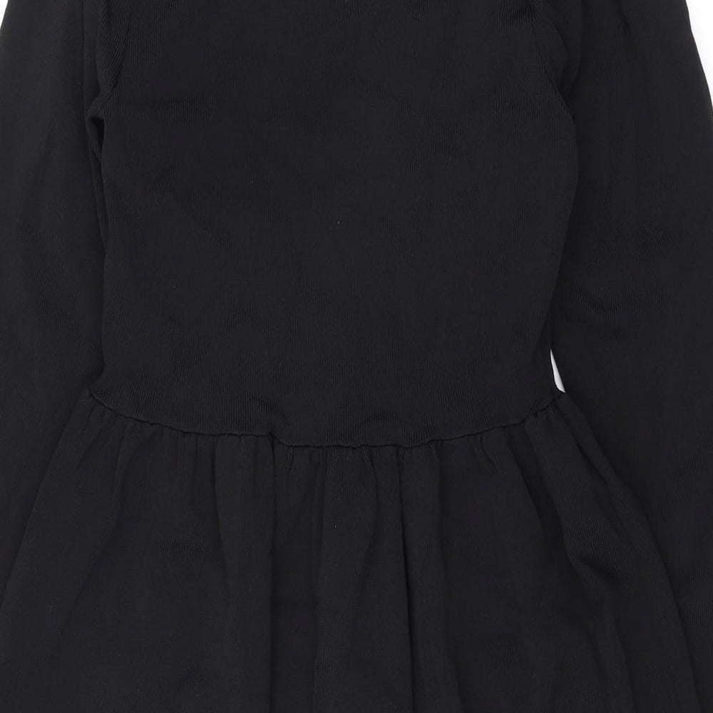 Zara Womens Black Polyamide A-Line Size S High Neck Pullover