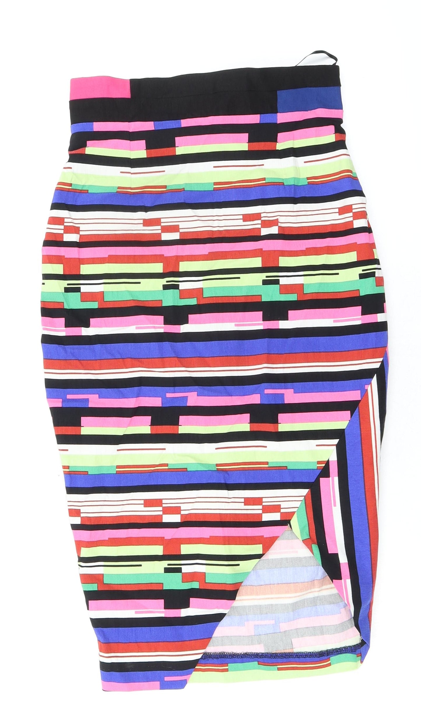 Vesper Womens Multicoloured Geometric Viscose Bandage Skirt Size 8 Zip - Wrap over effect