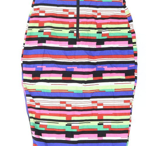 Vesper Womens Multicoloured Geometric Viscose Bandage Skirt Size 8 Zip - Wrap over effect