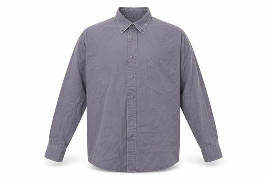 Front view of Zantos men’s grey cotton button-up, size M, collared button - button down collar