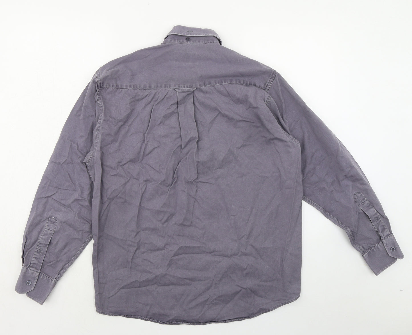 Zantos Mens Grey Cotton Button-Up Size M Collared Button - Button down collar
