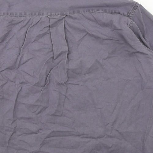 Zantos Mens Grey Cotton Button-Up Size M Collared Button - Button down collar