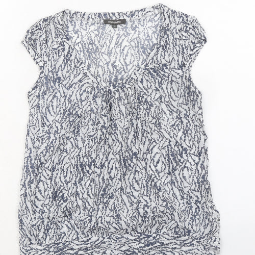 Emily and Fin Womens Grey Geometric 100% Cotton Basic Blouse Size S Scoop Neck - Spotty