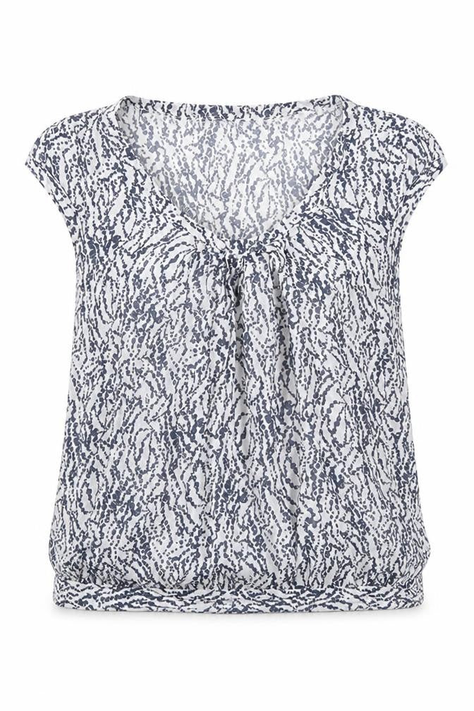 Emily and Fin Womens Grey Geometric 100% Cotton Basic Blouse Size S Scoop Neck - Spotty
