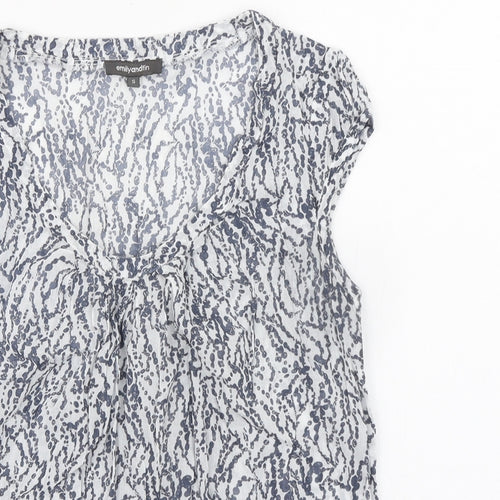 Emily and Fin Womens Grey Geometric 100% Cotton Basic Blouse Size S Scoop Neck - Spotty