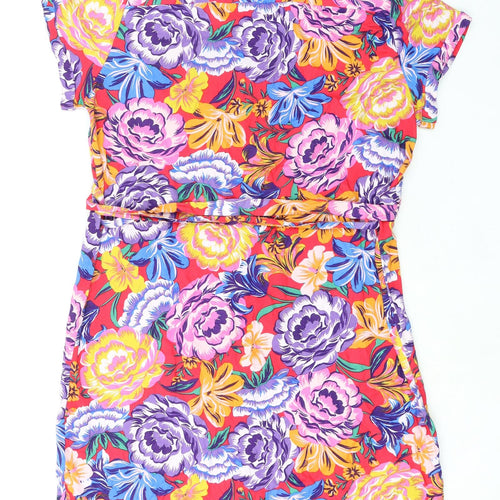 NEXT Womens Multicoloured Floral Viscose Shirt Dress Size 16 Collared Button - Pockets