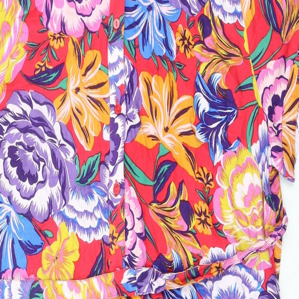 NEXT Womens Multicoloured Floral Viscose Shirt Dress Size 16 Collared Button - Pockets