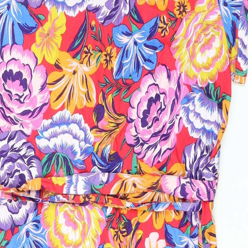 NEXT Womens Multicoloured Floral Viscose Shirt Dress Size 16 Collared Button - Pockets