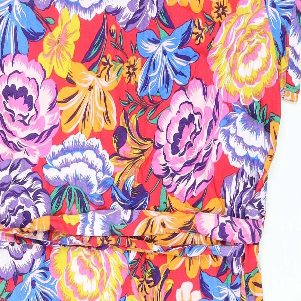 NEXT Womens Multicoloured Floral Viscose Shirt Dress Size 16 Collared Button - Pockets