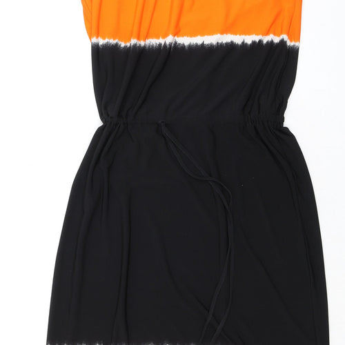 Principles Womens Black Colourblock Polyester Tank Dress Size 14 Round Neck Drawstring - Ombre