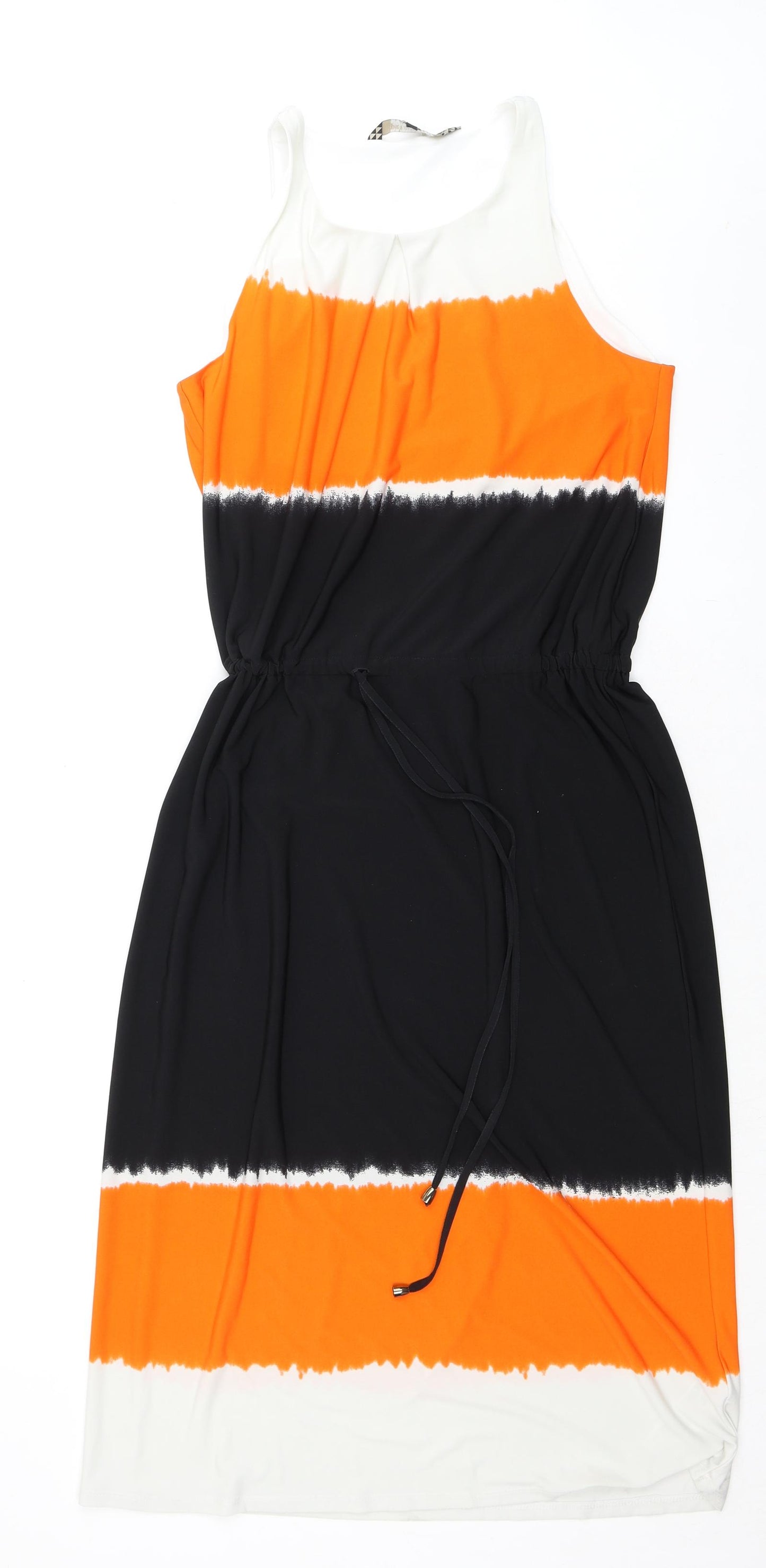Principles Womens Black Colourblock Polyester Tank Dress Size 14 Round Neck Drawstring - Ombre